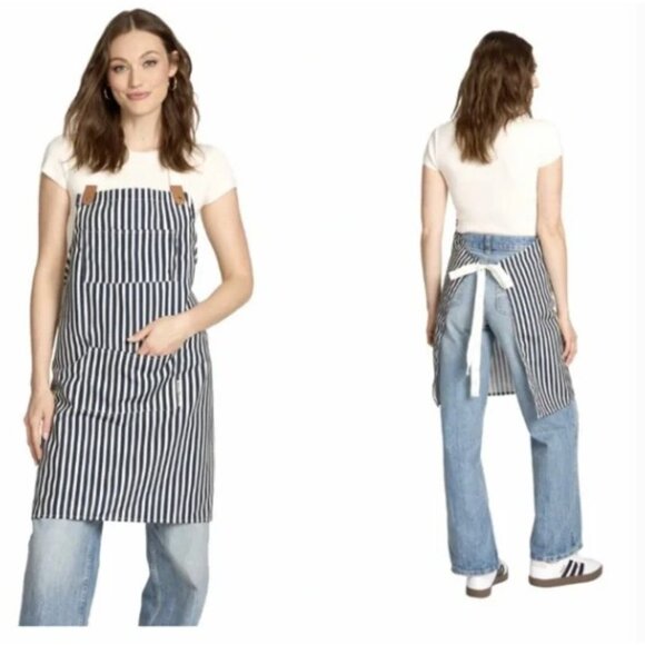 BUSINESS & PLEASURE CO. Lauren's Navy Stripe Apron (BRAND-NEW!) - Picture 6 of 8